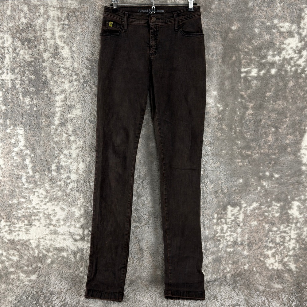 Second‎ Yoga Jeans Size 27 Comfort Stretch Skinny Denim Pants Brown Women